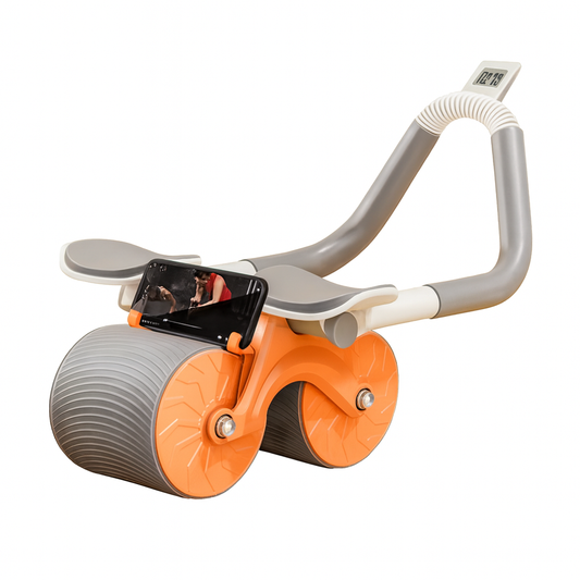 Rodillo abdominal con apoyabrazos, cronometro y alfombrilla para rodillas