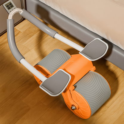 Rodillo abdominal con apoyabrazos, cronometro y alfombrilla para rodillas