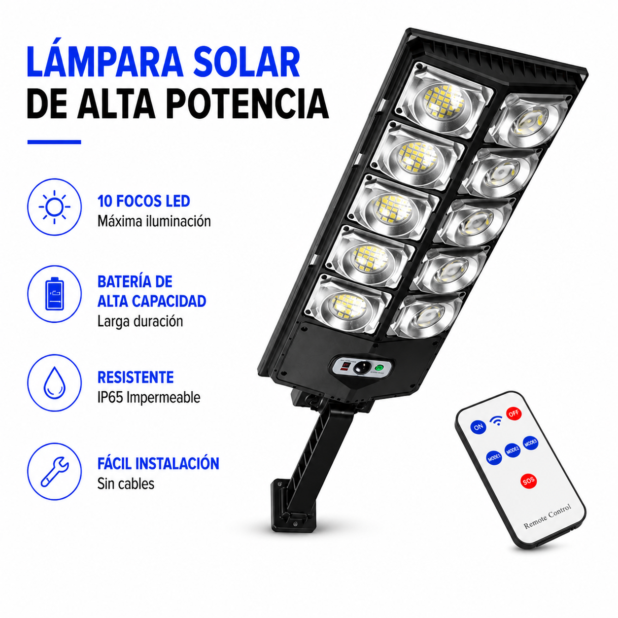 Lámpara Solar 10 LED con Sensor de Movimiento Max