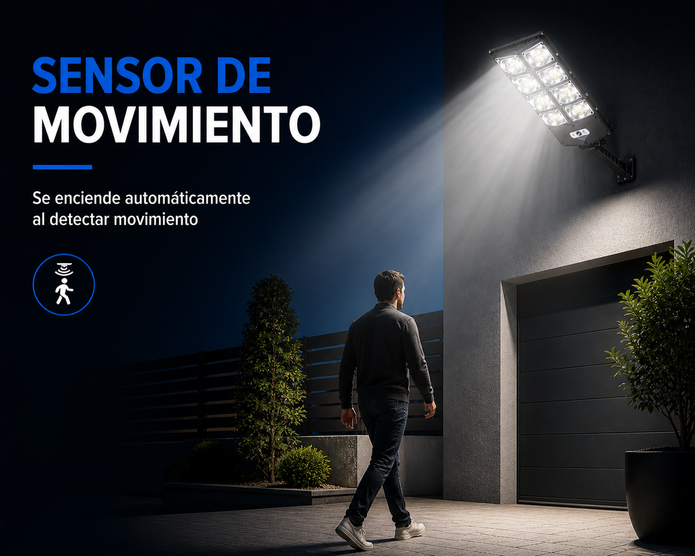 Lámpara Solar 10 LED con Sensor de Movimiento Max