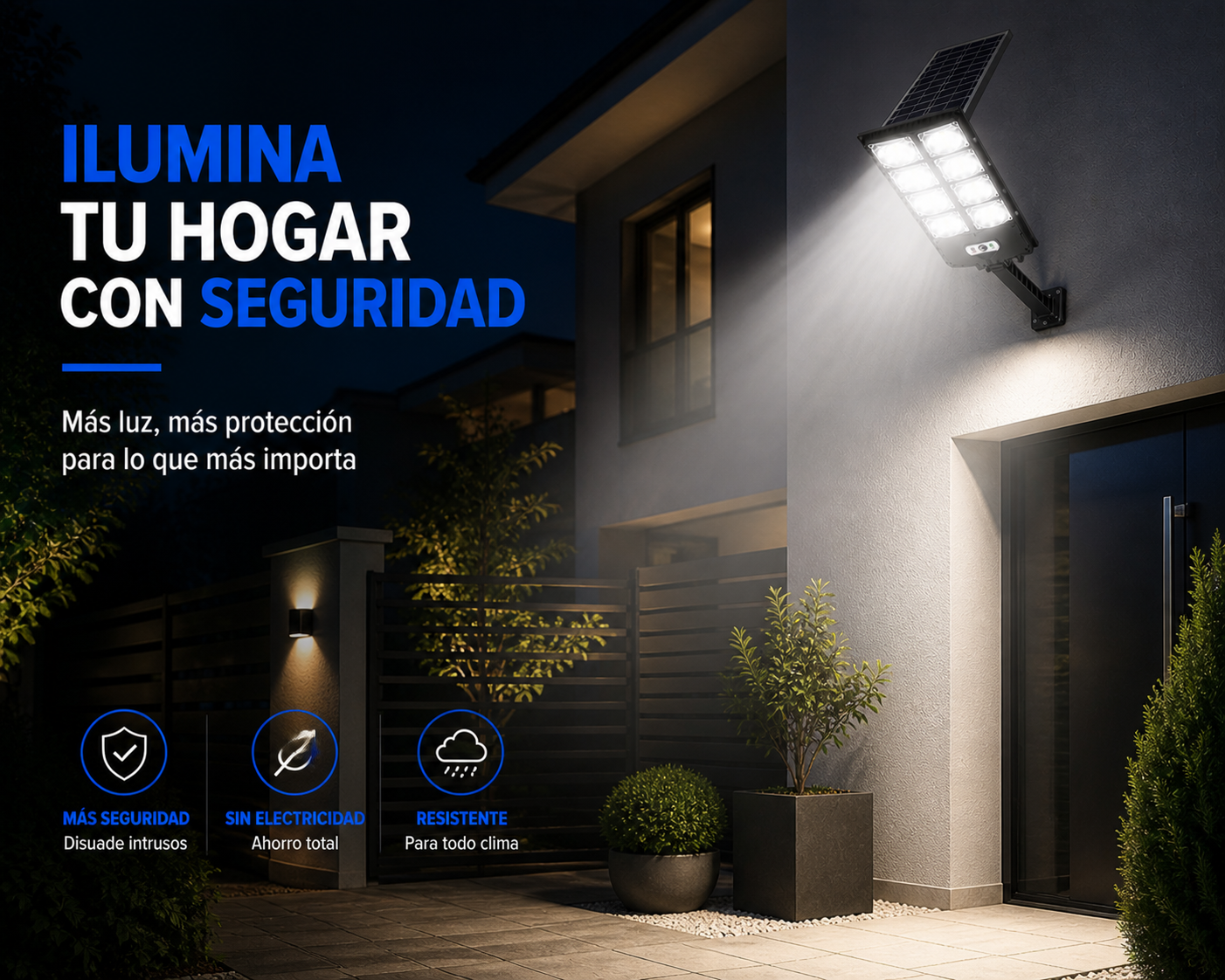 Lámpara Solar 10 LED con Sensor de Movimiento Max