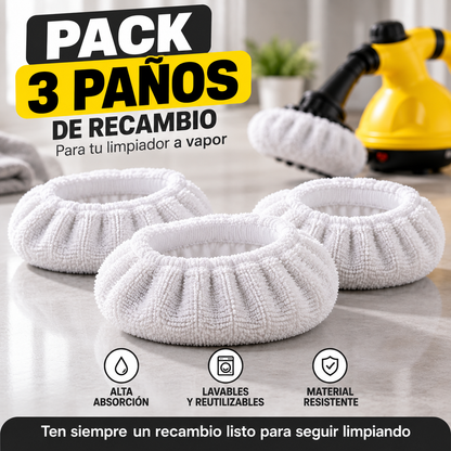 Pack 3 uds paños de recambio para limpiador a vapor