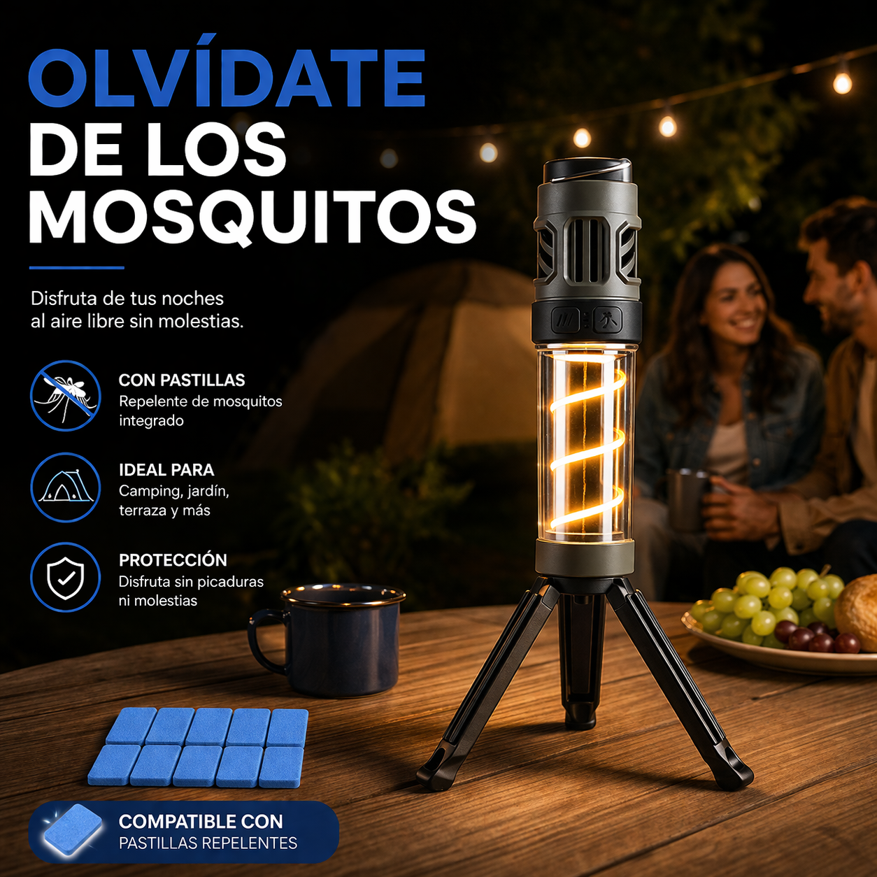 Linterna Trípode Antimosquitos 3 en 1 Pro™