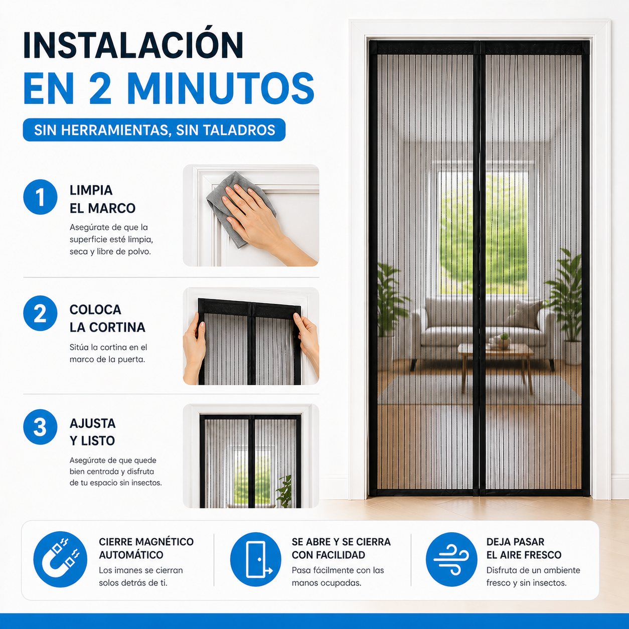 Cortina Mosquitera Magnética Zilvik™ – Cierre Automático