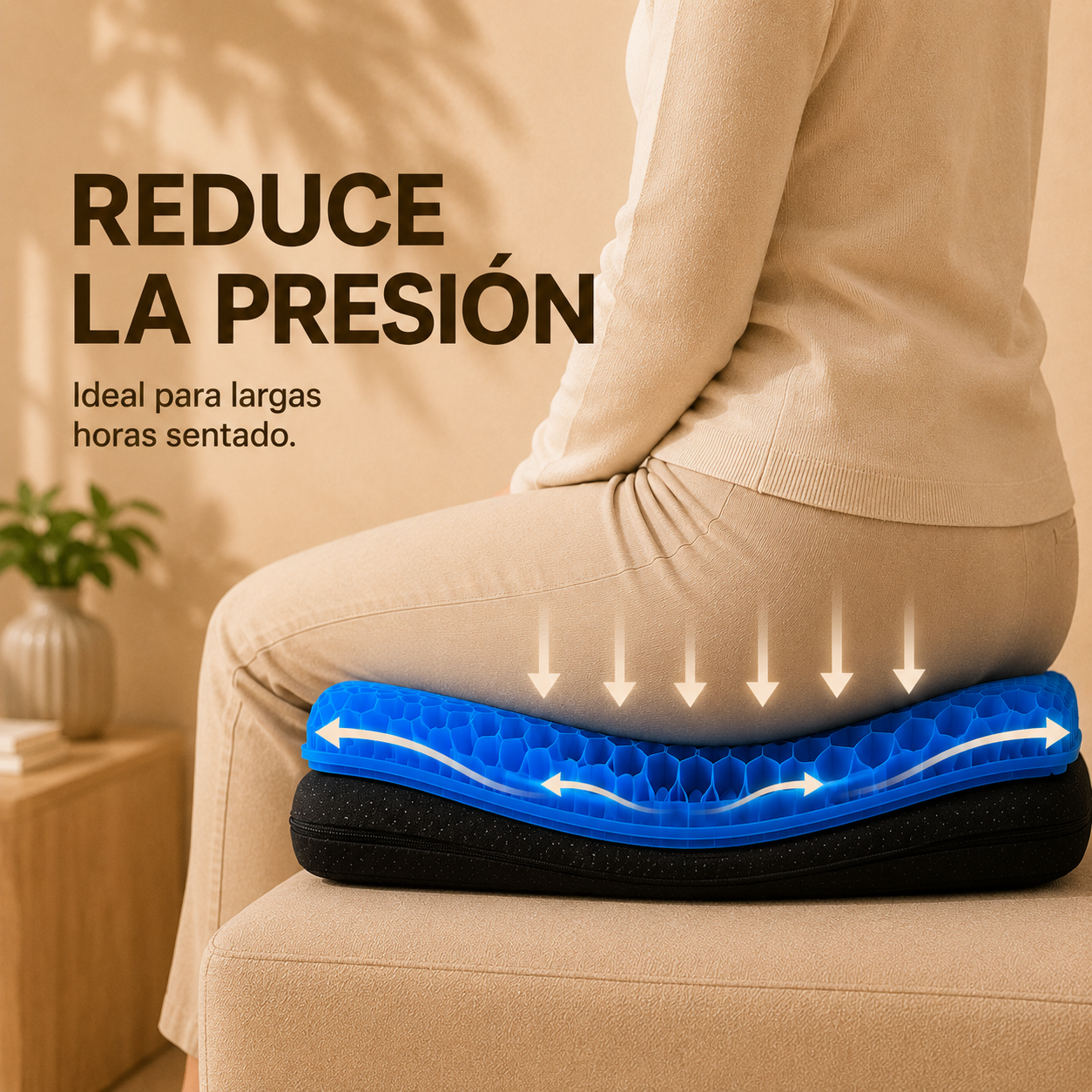 Cojín de gel viscoelástico con forma de panal